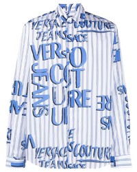Chemise à manches longues imprimée bleu clair VERSACE JEANS COUTURE