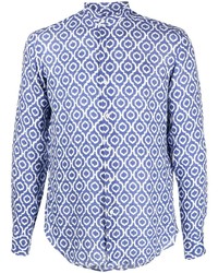 Chemise à manches longues imprimée bleu marine et blanc PENINSULA SWIMWEA