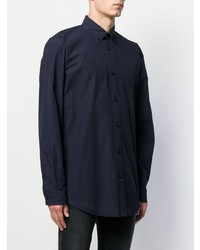 Chemise à manches longues imprimée bleu marine et blanc Balenciaga