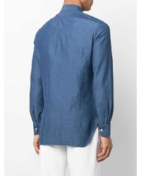 Chemise à manches longues imprimée bleu marine Kiton