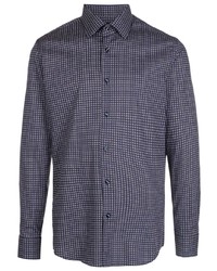 Chemise à manches longues imprimée bleu marine BOSS