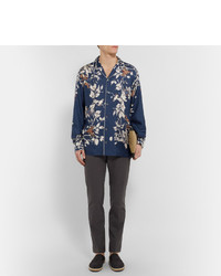 Chemise à manches longues imprimée bleu marine Dolce & Gabbana
