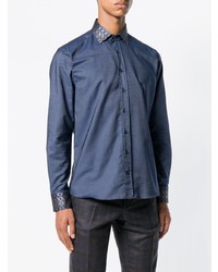 Chemise à manches longues imprimée bleu marine Etro