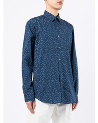 Chemise à manches longues imprimée bleu marine Paul Smith