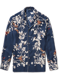 Chemise à manches longues imprimée bleu marine Dolce & Gabbana