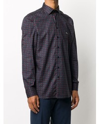 Chemise à manches longues imprimée bleu marine Etro