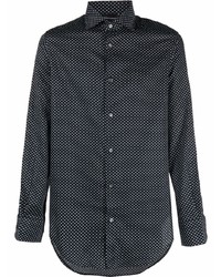 Chemise à manches longues imprimée bleu marine Emporio Armani