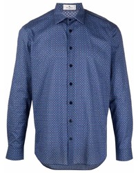 Chemise à manches longues imprimée bleu marine Etro