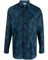 Chemise à manches longues imprimée bleu marine Etro