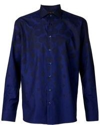 Chemise à manches longues imprimée bleu marine Etro