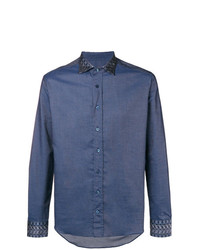 Chemise à manches longues imprimée bleu marine Etro