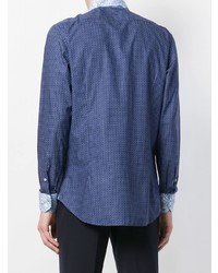 Chemise à manches longues imprimée bleu marine Etro