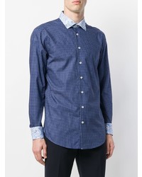 Chemise à manches longues imprimée bleu marine Etro