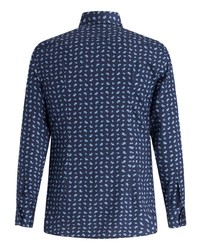 Chemise à manches longues imprimée bleu marine Etro