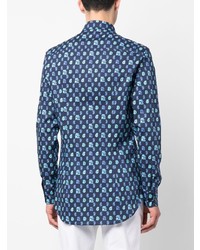 Chemise à manches longues imprimée bleu marine Etro