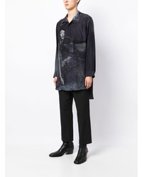 Chemise à manches longues imprimée bleu marine Yohji Yamamoto