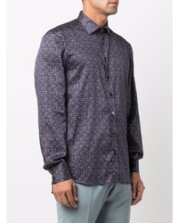 Chemise à manches longues imprimée bleu marine Etro