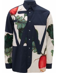 Chemise à manches longues imprimée bleu marine JW Anderson