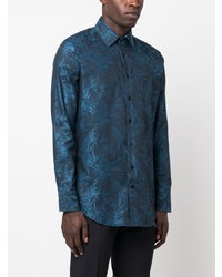 Chemise à manches longues imprimée bleu marine Etro