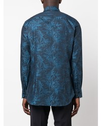Chemise à manches longues imprimée bleu marine Etro