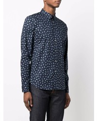 Chemise à manches longues imprimée bleu marine PS Paul Smith