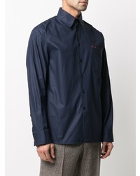 Chemise à manches longues imprimée bleu marine Marni