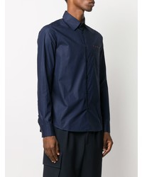 Chemise à manches longues imprimée bleu marine Marni