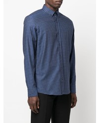 Chemise à manches longues imprimée bleu marine BOSS