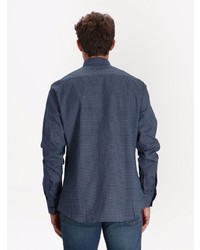 Chemise à manches longues imprimée bleu marine Z Zegna