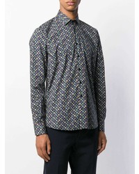 Chemise à manches longues imprimée bleu marine Etro