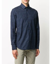 Chemise à manches longues imprimée bleu marine Paul Smith