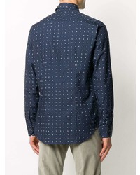 Chemise à manches longues imprimée bleu marine Paul Smith