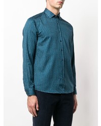 Chemise à manches longues imprimée bleu marine Etro