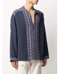 Chemise à manches longues imprimée bleu marine Isabel Marant