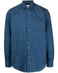 Chemise à manches longues imprimée bleu marine Paul Smith