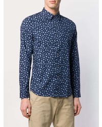 Chemise à manches longues imprimée bleu marine PS Paul Smith