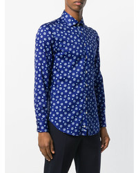 Chemise à manches longues imprimée bleu marine Etro