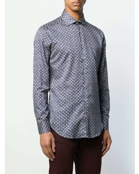 Chemise à manches longues imprimée bleu marine Etro