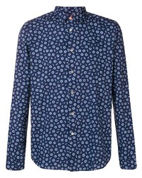 Chemise à manches longues imprimée bleu marine PS Paul Smith