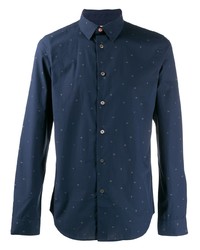 Chemise à manches longues imprimée bleu marine PS Paul Smith