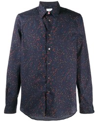 Chemise à manches longues imprimée bleu marine PS Paul Smith