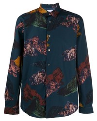 Chemise à manches longues imprimée bleu marine PS Paul Smith