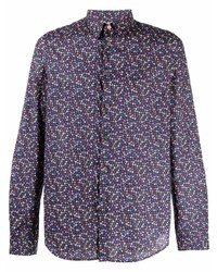 Chemise à manches longues imprimée bleu marine PS Paul Smith