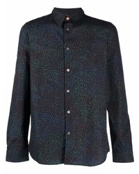 Chemise à manches longues imprimée bleu marine PS Paul Smith