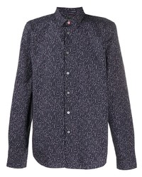 Chemise à manches longues imprimée bleu marine PS Paul Smith