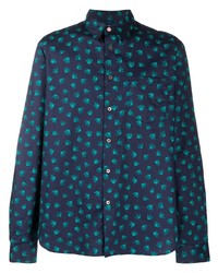 Chemise à manches longues imprimée bleu marine PS Paul Smith