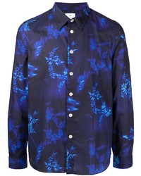 Chemise à manches longues imprimée bleu marine PS Paul Smith