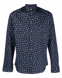 Chemise à manches longues imprimée bleu marine PS Paul Smith