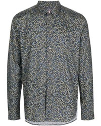 Chemise à manches longues imprimée bleu marine PS Paul Smith