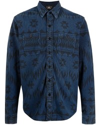 Chemise à manches longues imprimée bleu marine Ralph Lauren RRL